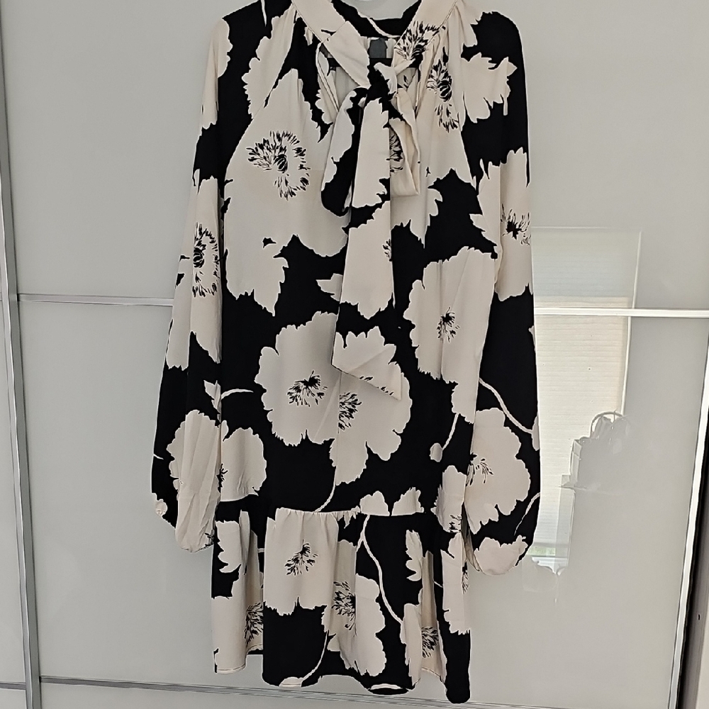 H&M Black and White Bishop Sleeve Sundress